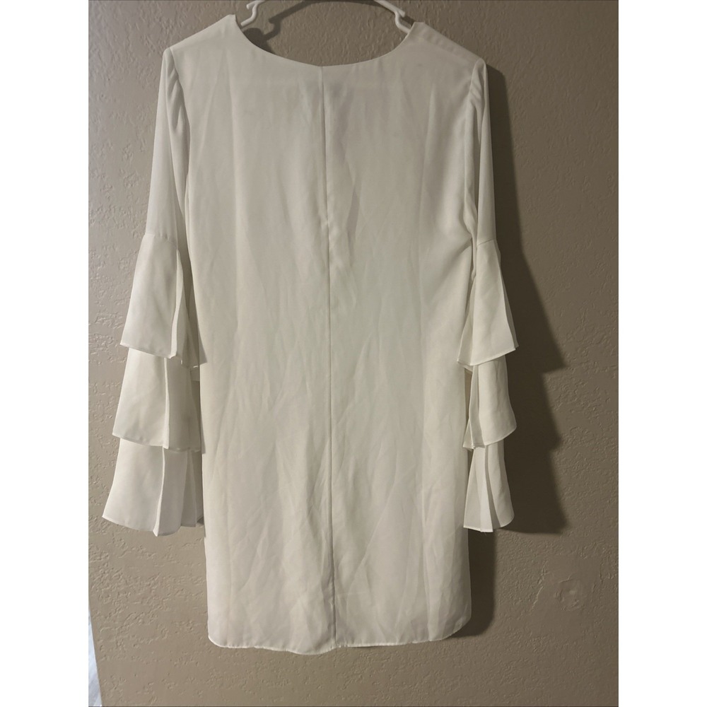 Bailey 44 White V-neck Mini Dress Tiered and Pleated Flare Sleeves Size Small - Picture 5 of 5